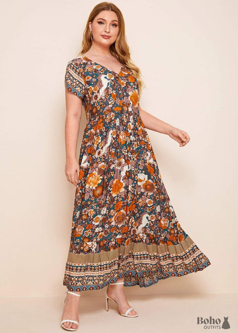 Vestido largo bohemio Nelly de talla grande para mujer