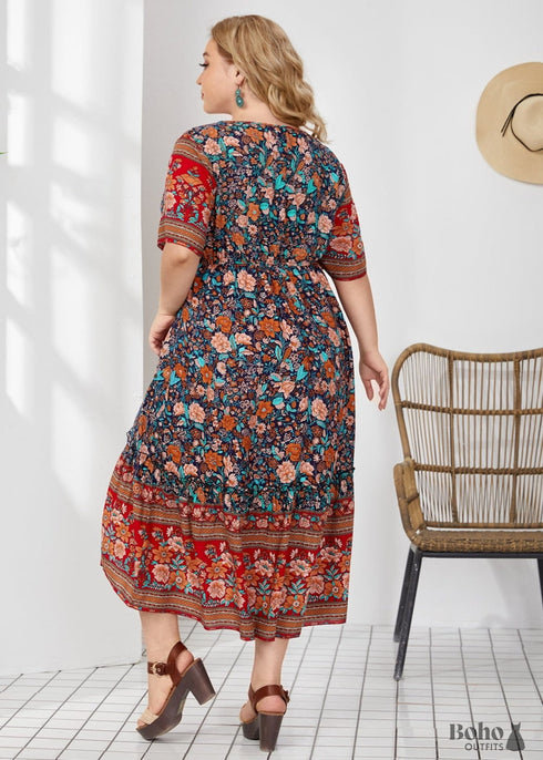 Vestido largo estilo bohemio de talla grande para mujer