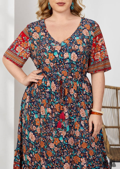 Vestido largo estilo bohemio de talla grande para mujer