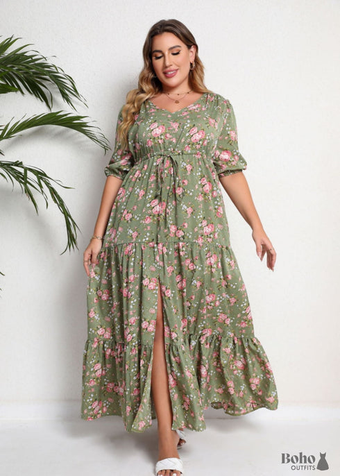 Boho Plus Size Printed Loose Maxi Dress Luna