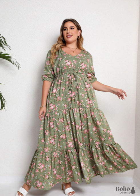 Boho Plus Size Printed Loose Maxi Dress Luna