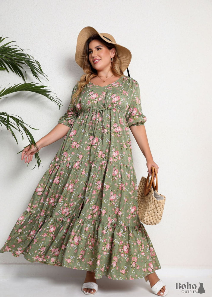 white christmas dresses Boho Plus Size Printed Loose Maxi Dress Luna