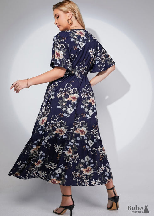 Boho Plus Size Raya Maxi Dress - Navy For Women