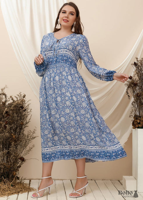 Boho Plus Size Shay Maxi Dress - Blue For Women