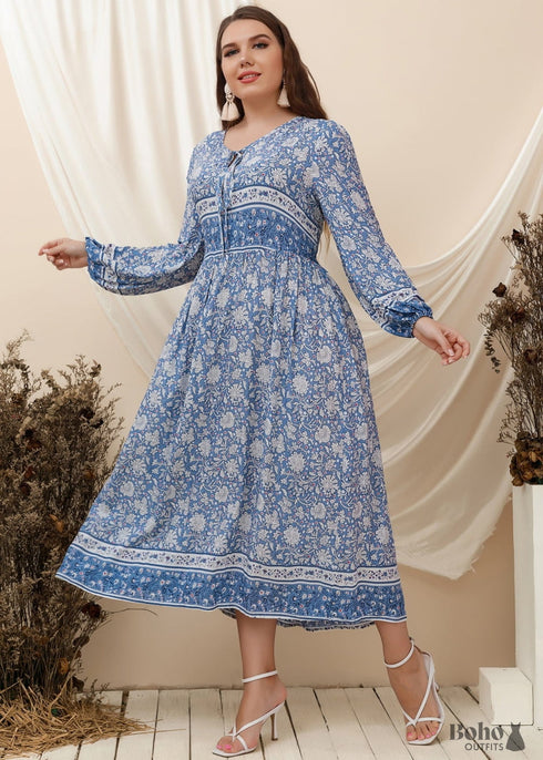 Boho Plus Size Shay Maxi Dress - Blue For Women