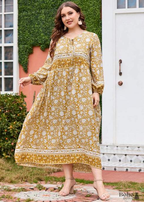 Vestido largo bohemio Shay de talla grande para mujer