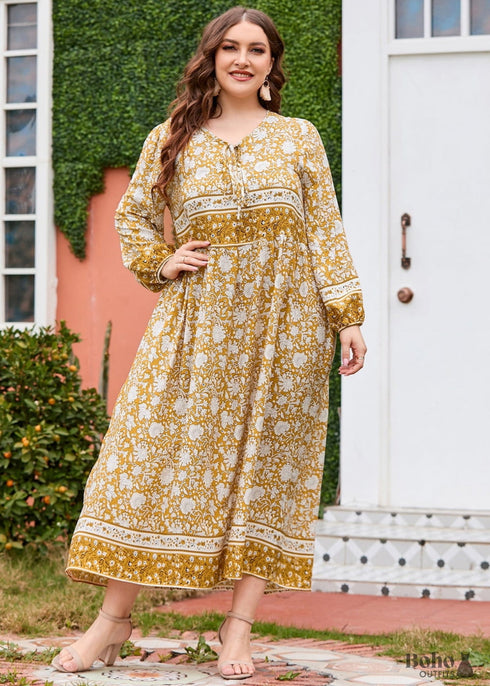 Vestido largo bohemio Shay de talla grande para mujer