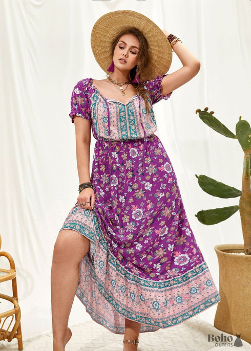 Vestido largo bohemio Zaniah de talla grande para mujer