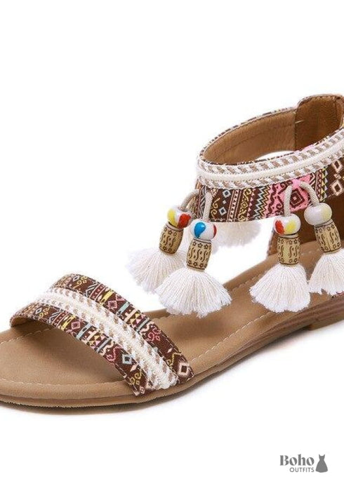 Sandalia Boho con Pompón