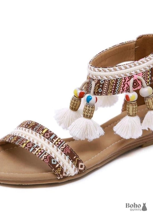 Sandalia Boho con Pompón