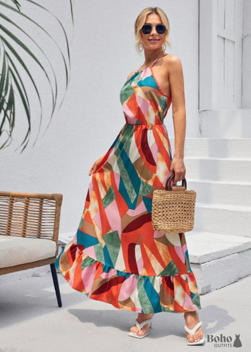 Boho Printed Long Sleeveless Dress Josie