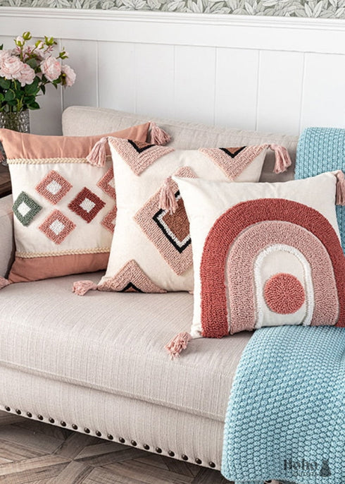 Boho Rainbow Cotton Pillow