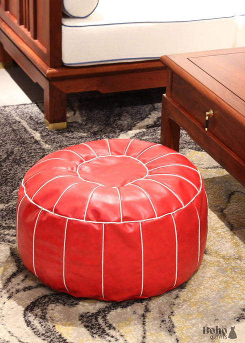 Boho Red Ottoman