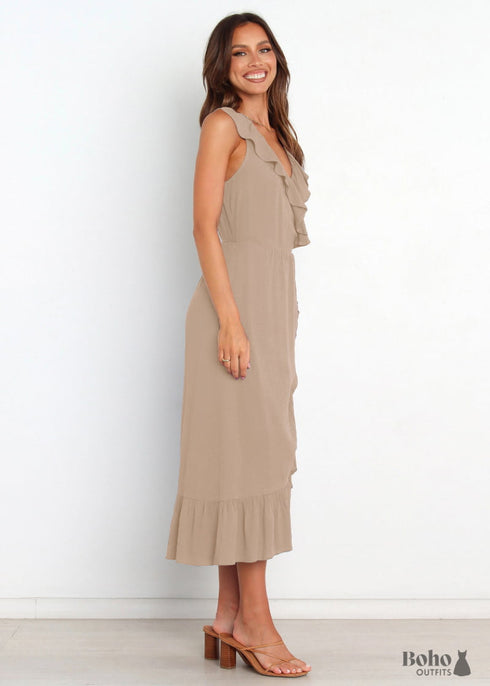 Boho Ruffles Sleeveless Dress Ruby