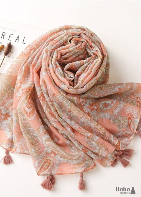 Boho Scarf Pink Paisley Sarah