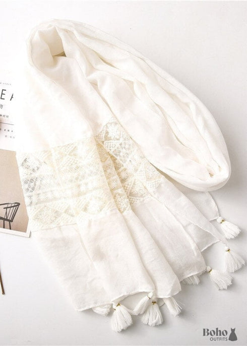 Boho Scarf White Lace Amy