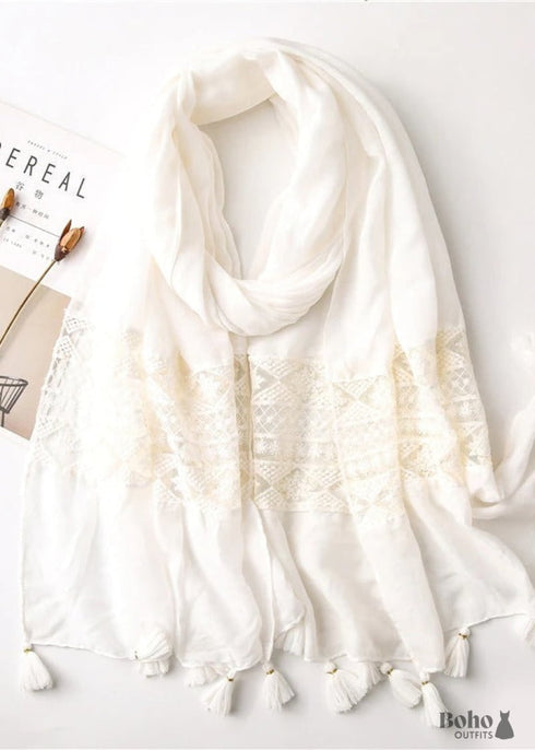 Boho Scarf White Lace Amy