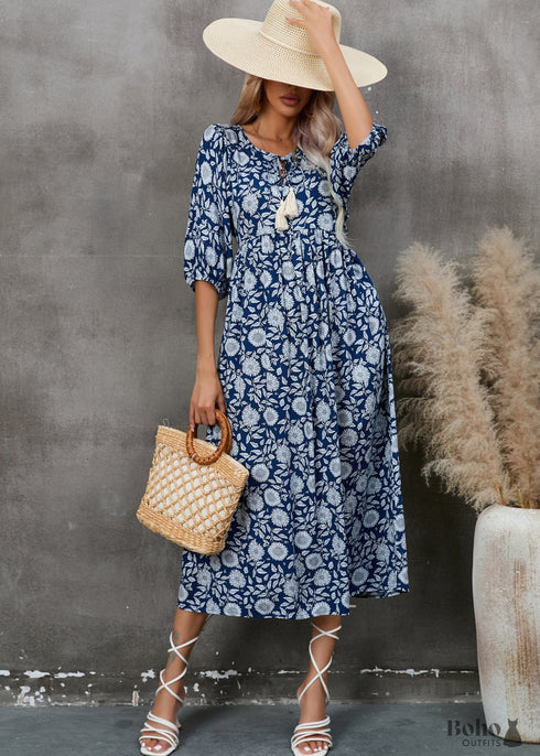 Boho Seaside Vacation Casual Beach Midi Skirt Isabella