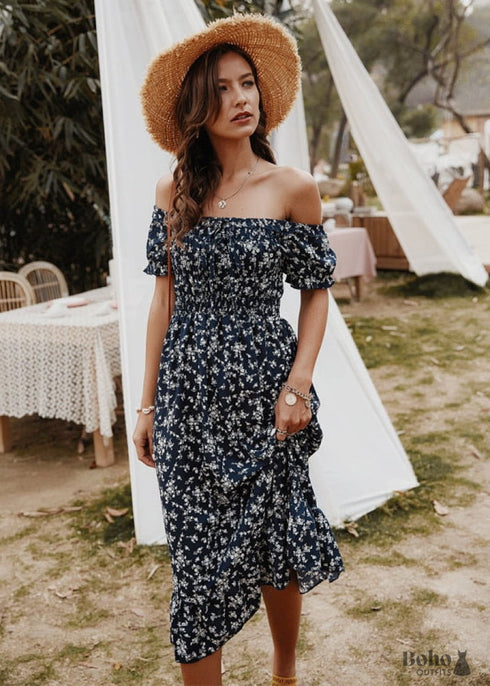 Boho Sexy Off Shoulder Midi Dress Allie