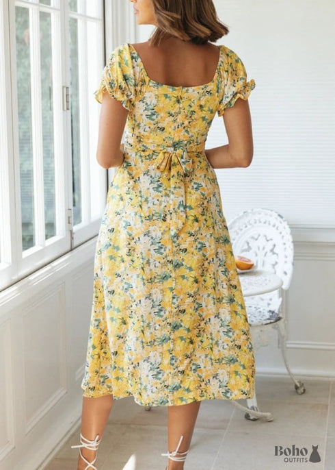 Boho Sexy Slit Ruffled Midi Dress Victoria