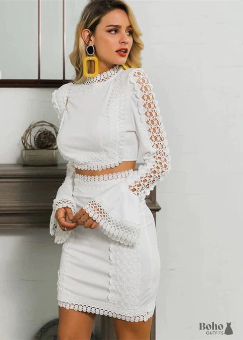 Minivestido de fiesta blanco sexy bohemio Gemma