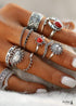 Boho Silver Rings Set Ruby Miracle