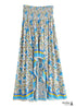 Boho Skirts in Asymmetric Indian Blue Floral For Women