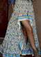 Boho Skirts in Asymmetric Indian Blue Floral For Women