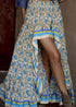 Boho Skirts in Asymmetric Indian Blue Floral For Women