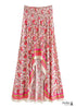 Boho Skirts in Asymmetric Indian Pink Floral For Women