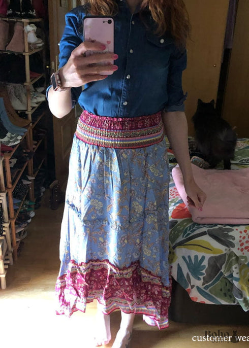 Boho Skirts in Blue Aurelia For Women
