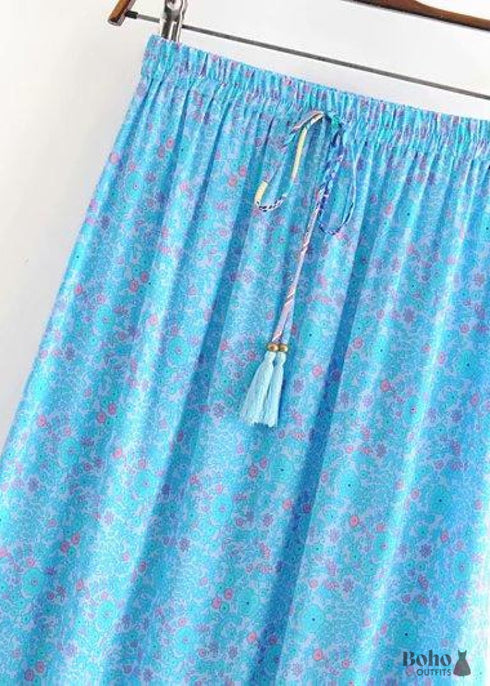 Faldas bohemias en azul pavo real para mujer