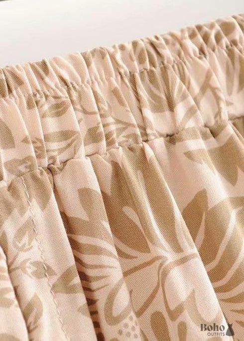 Faldas bohemias con estampado de león floral marrón para mujer