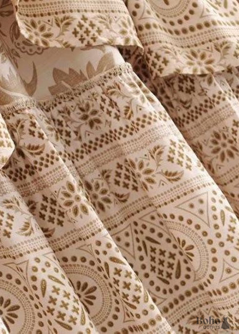 Faldas bohemias con estampado de león floral marrón para mujer