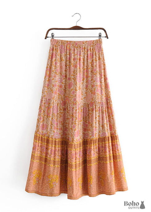 Faldas bohemias en rosa fuego carmesí para mujer