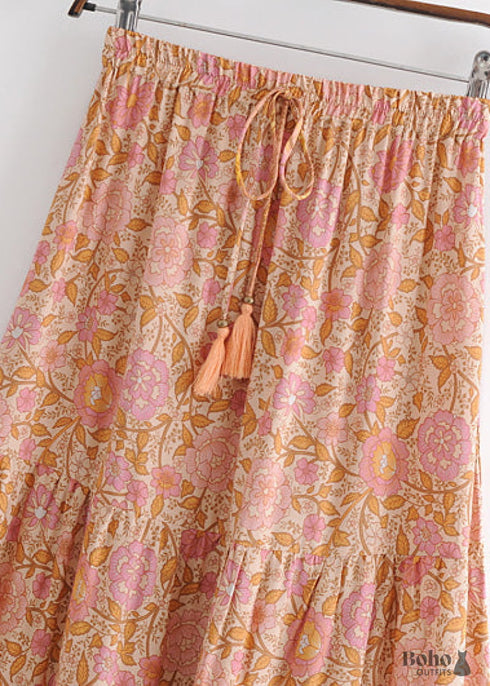 Faldas bohemias en rosa fuego carmesí para mujer