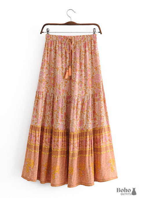 Faldas bohemias en rosa fuego carmesí para mujer