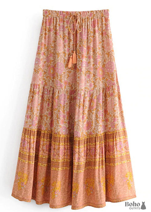 Faldas bohemias en rosa fuego carmesí para mujer