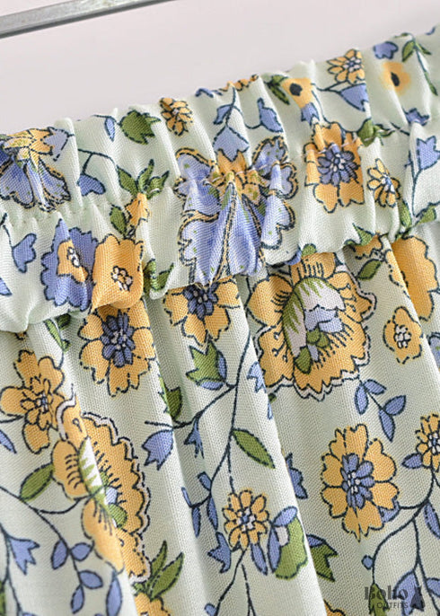 Faldas bohemias con flores Esme en verde para mujer