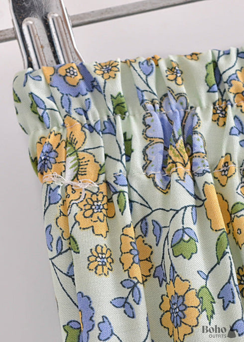 Faldas bohemias con flores Esme en verde para mujer