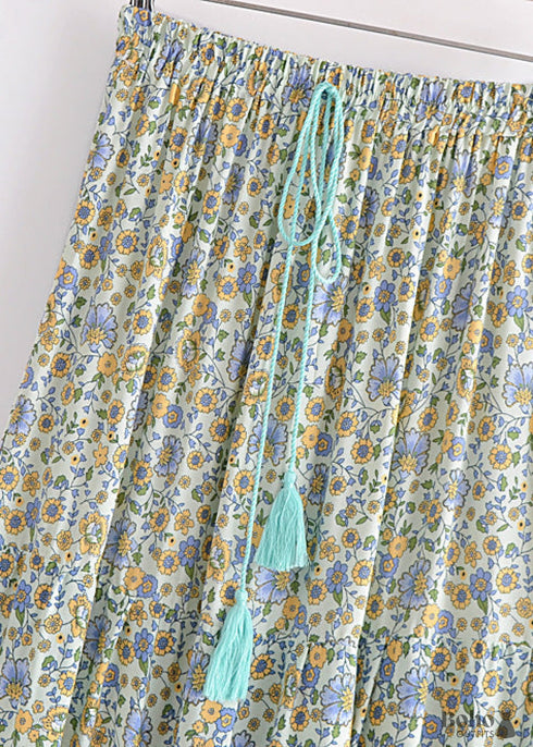 Faldas bohemias con flores Esme en verde para mujer
