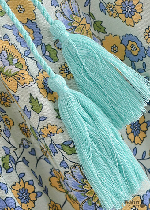 Faldas bohemias con flores Esme en verde para mujer