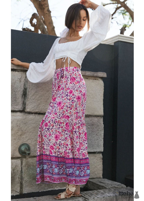 Faldas bohemias con flores Esme en amarillo y verde para mujer