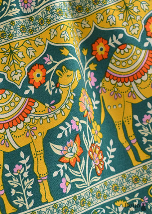 Faldas bohemias con flores Esme en amarillo y verde para mujer