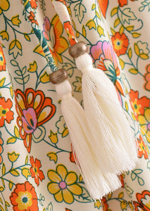 Faldas bohemias con flores Esme en amarillo y verde para mujer