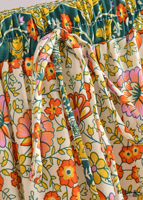Faldas bohemias con flores Esme en amarillo y verde para mujer