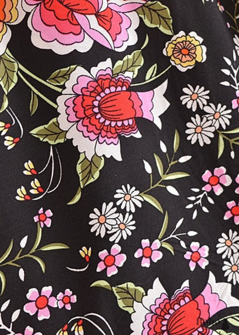 Faldas bohemias con estampado floral Eulalie Black Pink para mujer