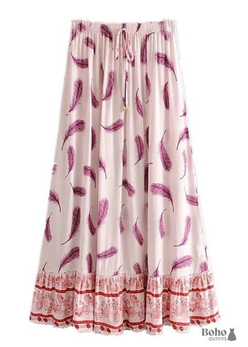 Faldas bohemias con plumas en rosa para mujer