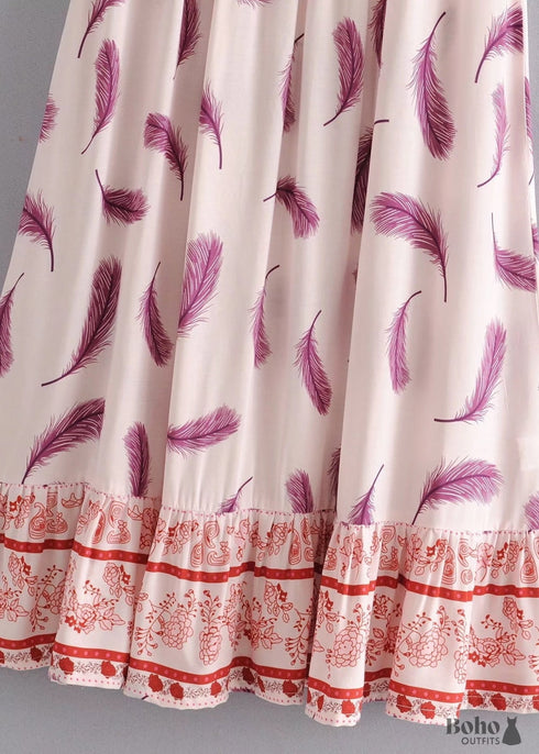 Faldas bohemias con plumas en rosa para mujer