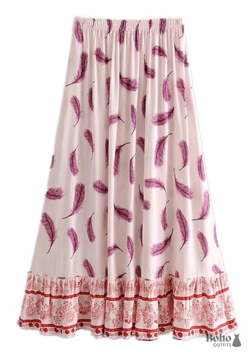 Faldas bohemias con plumas en rosa para mujer
